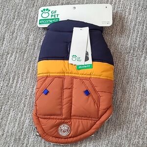 GF Pet elasto fit retro dog puffer coat, size small in Hazel